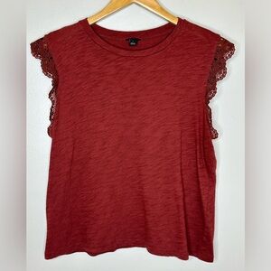 Ann Taylor Red lace short sleeve top